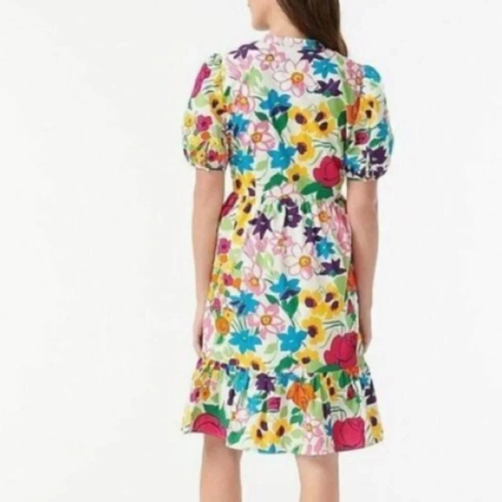 J. Crew Puff-sleeve‎ dress in vibrant garden print